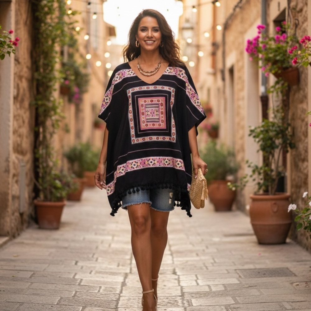 Merona Black and Pink Patterned Tunic